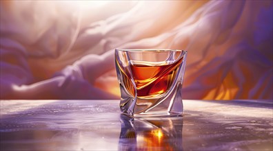 A glass of liquor whiskey or scotch. Close-up of expensive classy whiskey drink, AI generated