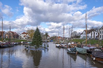 Carolinensiel museum harbour, berth for old flat-bottomed ships, Carolinensiel, East Frisia, Lower