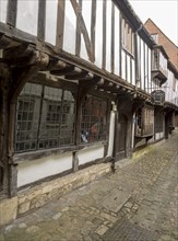 Joan Presley hats shop, fifteenth century architecture, St John's Alley, Devizes, Wiltshire,