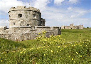 Historic buildings at Pendennis Castle, Falmouth, Cornwall, England, UK