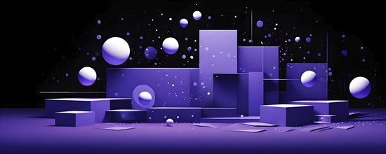 Minimalist illustration featuring abstract shapes in purple color accent symbolizing fun and ease,