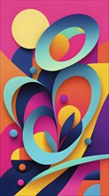 Abstract minimalist illustration theme in vibrant neon color accents symbolizing fun and ease, AI