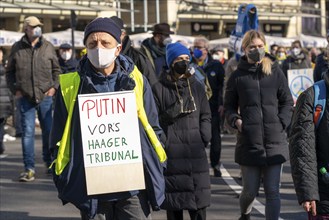 Peace demonstration against the war in Ukraine, instead of the Rose Monday parade in Cologne, with