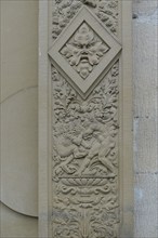 Stone relief, detail on wall, mythical creature, lion depiction, art, Hohentübingen Castle, Museum