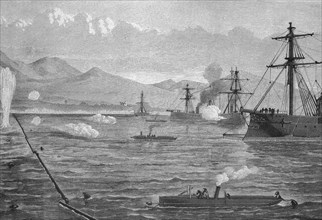 Manoeuvre of the Turkish fleet against the attack with torpedoes, Historical, digitally restored