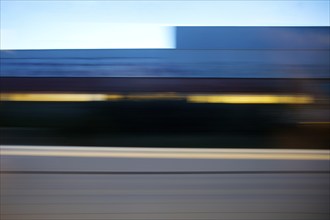 Long exposure from a moving train, Witten, North Rhine-Westphalia, Germany, Europe