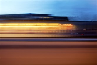 Long exposure from a moving train, Witten, North Rhine-Westphalia, Germany, Europe