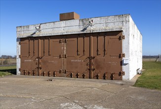 Military store building with two secure compartments, former USAF Bentwaters, Suffolk, England, UK