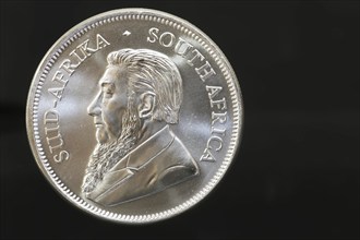 Close-up of a Krugerrand silver coin