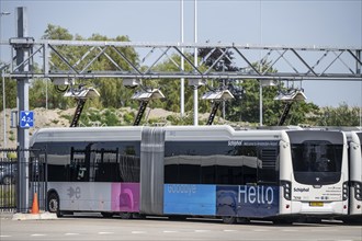 Fast charging station for electric buses at Amsterdam Schiphol Airport, the entire fleet of