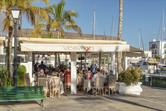 Restaurants at the harbour of Puerto de Mogan, Gran Canaria, Canary Islands, Spain, Puerto de