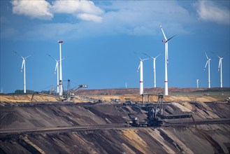 Lignite opencast mine Garzweiler II, excavator filling up the pit at the eastern edge of the