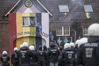 2nd day of the eviction of the Lützerath hamlet, occupied buildings of the former farm, by climate