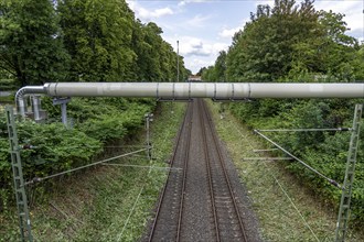 New STEAG district heating pipeline in Essen, over the railway tracks of the S6 line in Essen-Süd,