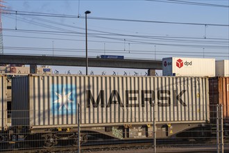 Ramp to, from the Köhlbrand Bridge in the Port of Hamburg, back, front trucks on the