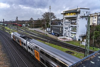 The Deutsche Bahn AG signal box in Mülheim-Styrum, controls train traffic on one of the busiest