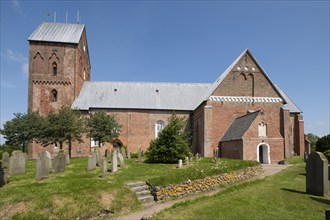 St. Johannis Church at the cemetery, Friesendom, Nieblum, Föhr, North Sea island, North Frisia,