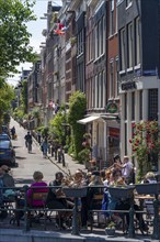 Café on the Prinsengracht canal, Amsterdam, Netherlands