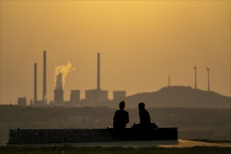 Evening atmosphere on the Hoheward spoil tip, the largest spoil tip in the Ruhr area, between