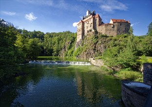 Kriebstein Castle, hilltop castle or Spornburg from the late Middle Ages on the River Zschopau,