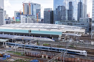 Shinkansen trains and regional trains at Tokyo Station in Tokyo, Japan, Asia