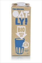 Oatly variety organic vegan oat milk cropped against a white background