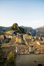 Mountain village, sunrise, Rougon, Verdon Gorge, Gorges du Verdon, Alpes-de-Haute-Provence