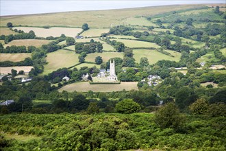 Saint Pancras church and the village of Widecombe-in-the-Moor, Dartmoor national park, Devon,