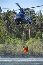 Forest fire in the German-Dutch border region near Niederkrüchten-Elmpt, in a nature reserve,