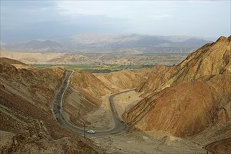 Road through the Andean landscape near Palpa, Ica region, Palpa province, Peru, South America