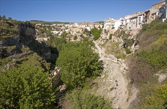 River Tajo limestone gorge cliffs, Alhama de Granada, Spain, Europe