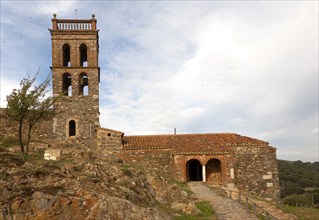 Tower and Moorish mosque at Almonaster La Real, Sierra de Aracena, Huelva province, Spain, Europe