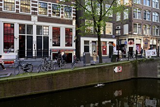 Red Light District, Oudezijds Achtenburg, Whale Canal, Amsterdam, Province of North Holland,