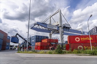 Container terminal at the Rhine harbour Krefeld, inland port, 4th largest public port in North