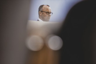 Friedrich Merz, CDU party chairman, at the Federal Press Conference on the consequences of Solingen