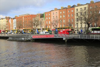 Colourful historic buildings north bank River Liffey city centre, Dublin, Ireland, Irish Republic,