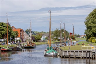 Carolinensiel museum harbour, berth for old flat-bottomed ships, Carolinensiel, East Frisia, Lower