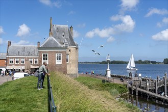 The town of Veere, province of Zeeland, Veerse Meer, Campveerse Tor tor, jetty, inland sea,