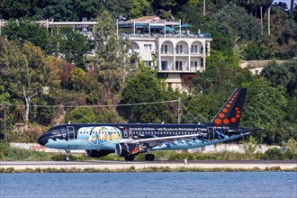 A Brussels Airlines Airbus A320 aircraft with the registration number OO-SNB and the Tintin livery