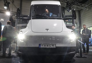 Tesla Semi electric truck at the Tesla stand at the IAA Transportation trade fair, Hanover,