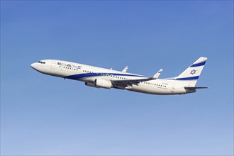 An El Al Boeing 737-900ER aircraft with the registration 4X-EHI at the airport in Munich, Germany,