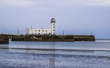 Scarborough Lighthouse and Harbour, Vincent Pier, Scarborough, North Yorkshire, England, United