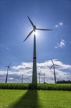 Wind farm near Radlinghausen, part of the town of Brilon, North Rhine-Westphalia, Germany, Europe