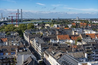 City centre of Düsseldorf, North Rhine-Westphalia, view to the northwest, Rheinkniebrücke, Germany,