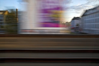 Long exposure from a moving train, Dortmund, North Rhine-Westphalia, Germany, Europe