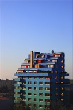Czech Republic, Prague, colourful apartment building with colourful terraced flats, Europe