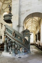 Interior view, monastery church, pulpit, Cistercian monastery Bebenhausen, Tübingen,