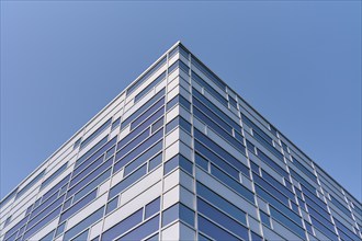 Modern building with many windows and a bright blue sky, Sandnes, Fylke Rogaland, Norway, Europe