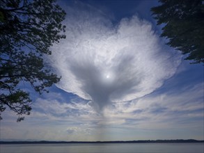 Interesting cloud over Lake Starnberg, Bavaria, Germany, Europe