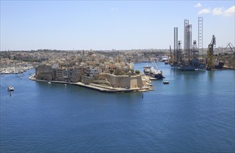 Senglea and Il-Kortin China Dock, French Creek, Grand Harbour, Valletta, Malta, Europe